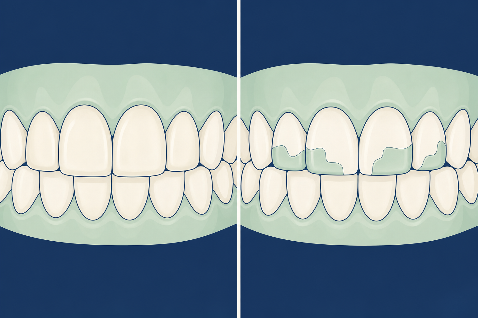 Illustrative diagram: crowns vs dental fillings
