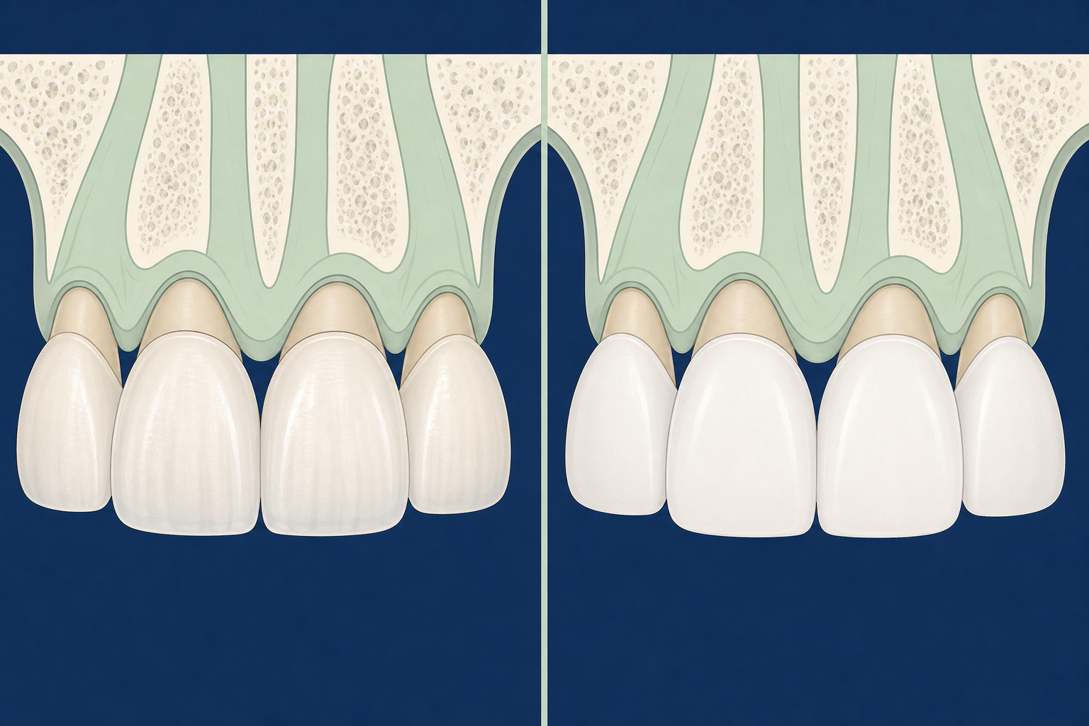 Illustrative diagram: emax crowns vs zirconia crowns