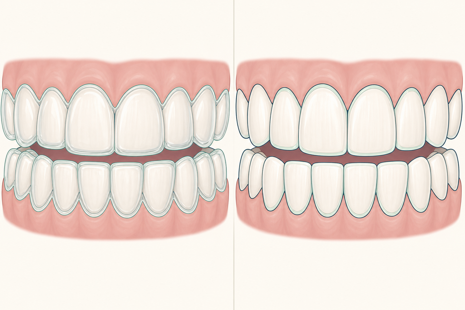 Illustrative diagram: invisalign vs veneers