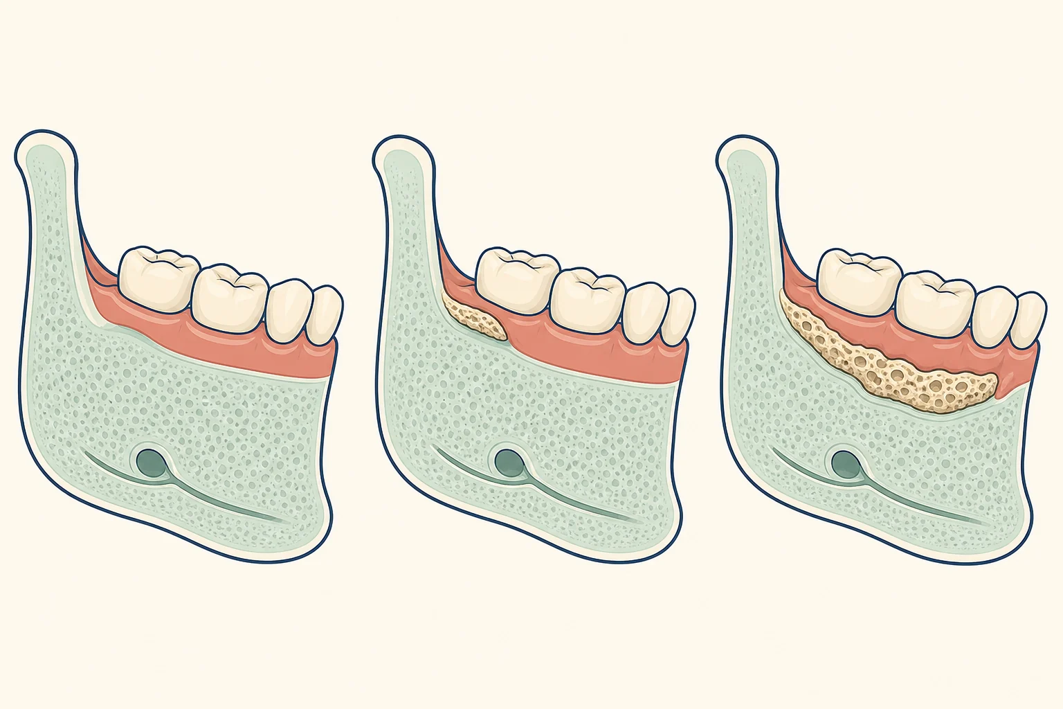 Medication-Related Osteonecrosis of the Jaw (MRONJ) dental educational illustration